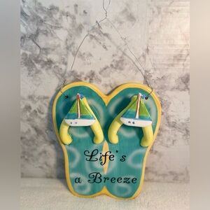 Dennis East Nautical Flip Flop Wall Art - Blue and Yellow